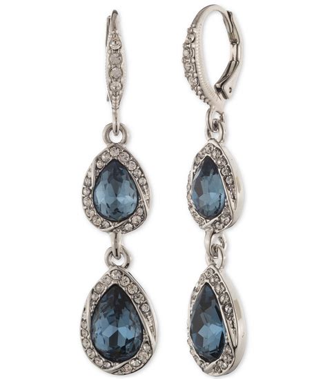 givenchy crystal double drop earrings blue|givenchy pearl c earrings.